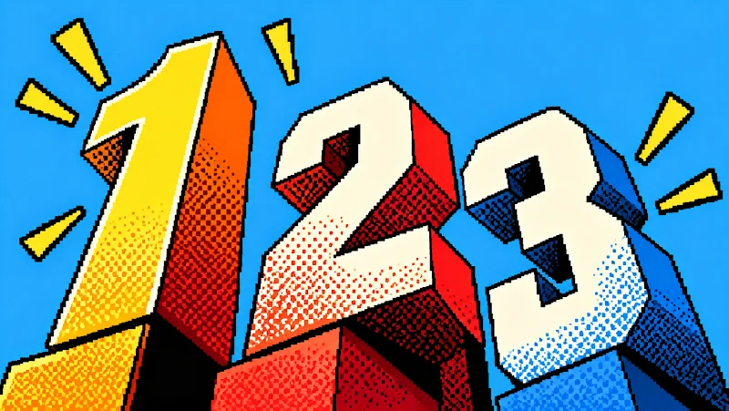 「1」「2」「3」の立体的な数字が並ぶイラスト